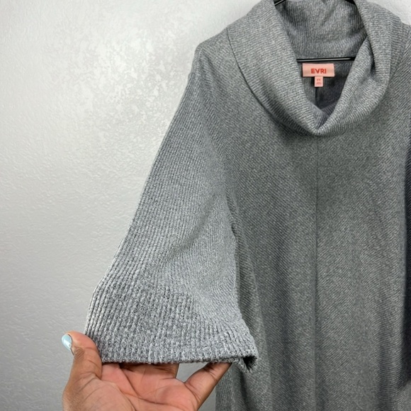 EVRI Women’s Rib Knit Gray Long Sleeved Dress Sz 2X Long NEW WTags Fall Career - Picture 7 of 9